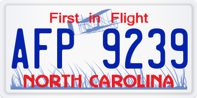 NC license plate AFP9239