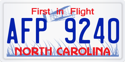 NC license plate AFP9240