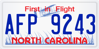 NC license plate AFP9243