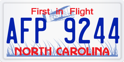NC license plate AFP9244
