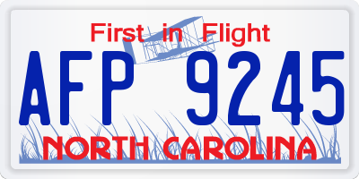 NC license plate AFP9245