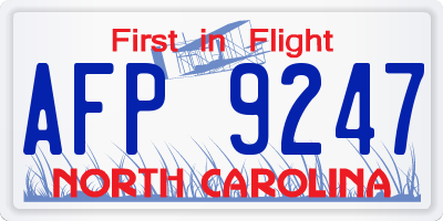 NC license plate AFP9247