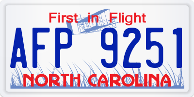 NC license plate AFP9251