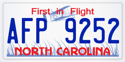 NC license plate AFP9252