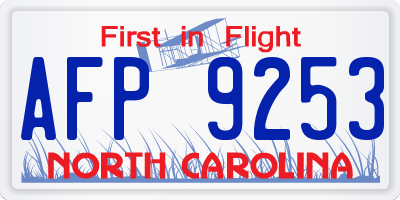 NC license plate AFP9253
