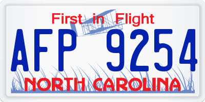 NC license plate AFP9254