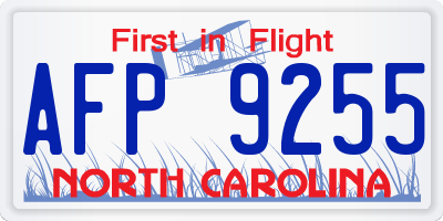NC license plate AFP9255