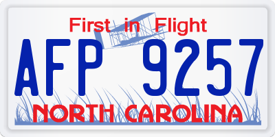 NC license plate AFP9257
