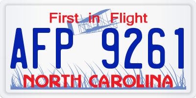 NC license plate AFP9261