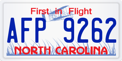 NC license plate AFP9262