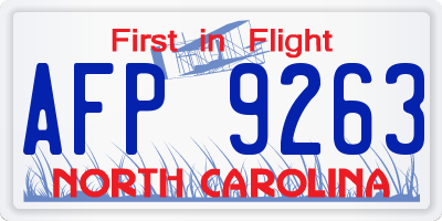 NC license plate AFP9263