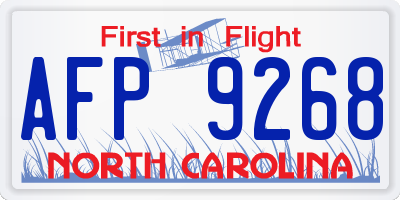 NC license plate AFP9268