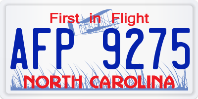 NC license plate AFP9275