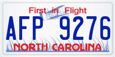 NC license plate AFP9276
