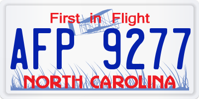NC license plate AFP9277