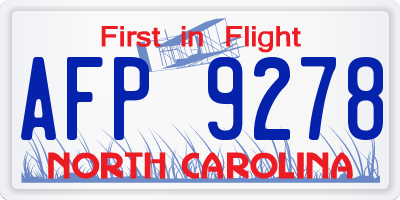 NC license plate AFP9278