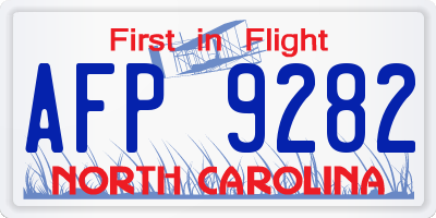 NC license plate AFP9282