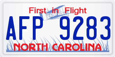 NC license plate AFP9283