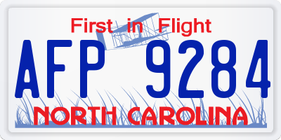 NC license plate AFP9284