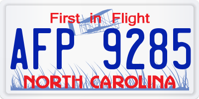 NC license plate AFP9285