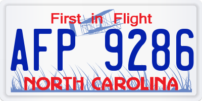 NC license plate AFP9286