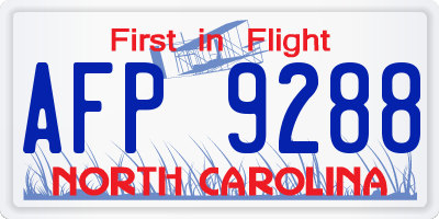 NC license plate AFP9288