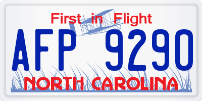 NC license plate AFP9290