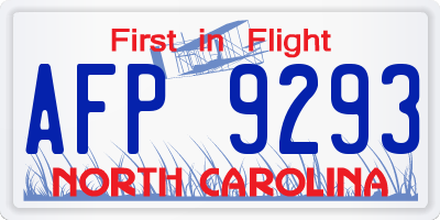 NC license plate AFP9293