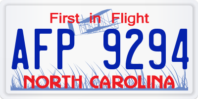 NC license plate AFP9294
