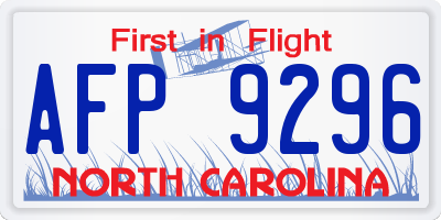 NC license plate AFP9296