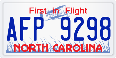 NC license plate AFP9298