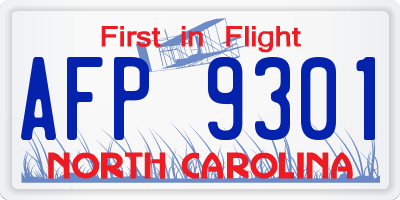NC license plate AFP9301