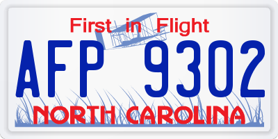 NC license plate AFP9302