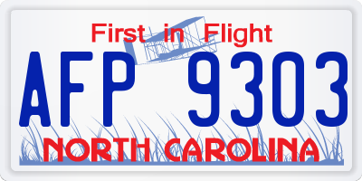 NC license plate AFP9303