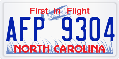 NC license plate AFP9304