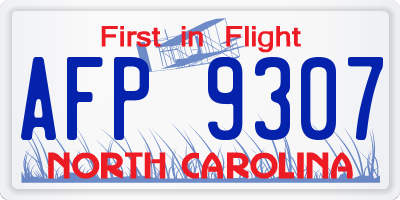 NC license plate AFP9307