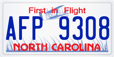 NC license plate AFP9308