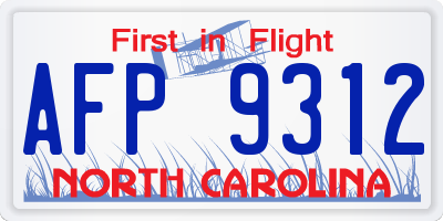 NC license plate AFP9312