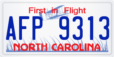 NC license plate AFP9313