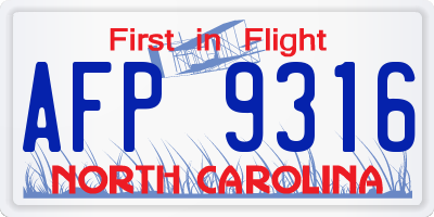 NC license plate AFP9316