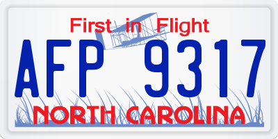 NC license plate AFP9317