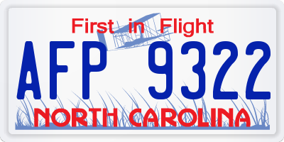 NC license plate AFP9322