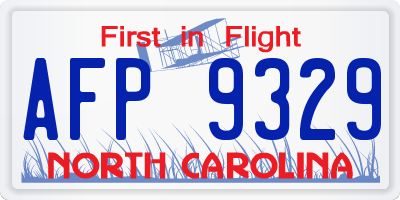 NC license plate AFP9329