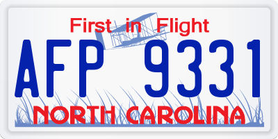 NC license plate AFP9331