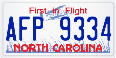 NC license plate AFP9334
