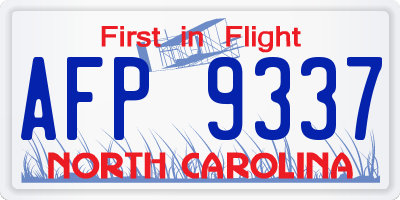 NC license plate AFP9337
