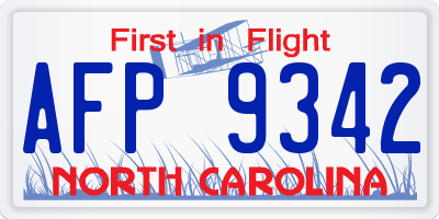 NC license plate AFP9342