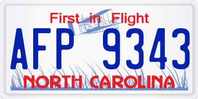 NC license plate AFP9343