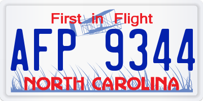 NC license plate AFP9344