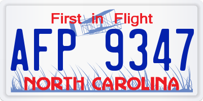 NC license plate AFP9347